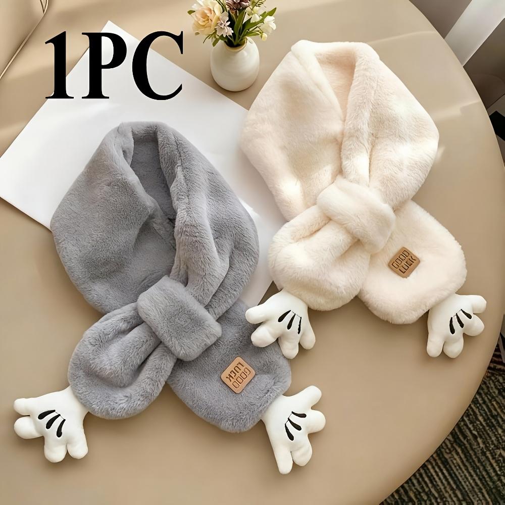1pc & Winter Scarf - Soft Breathable Cross Scarf with White Paw Print & Bone-like Button-like Closure, Grey/Beige/Pink Color Options (No-Slip for), Minimalist Unisex Neck Warmer for Cold Weather Accessories