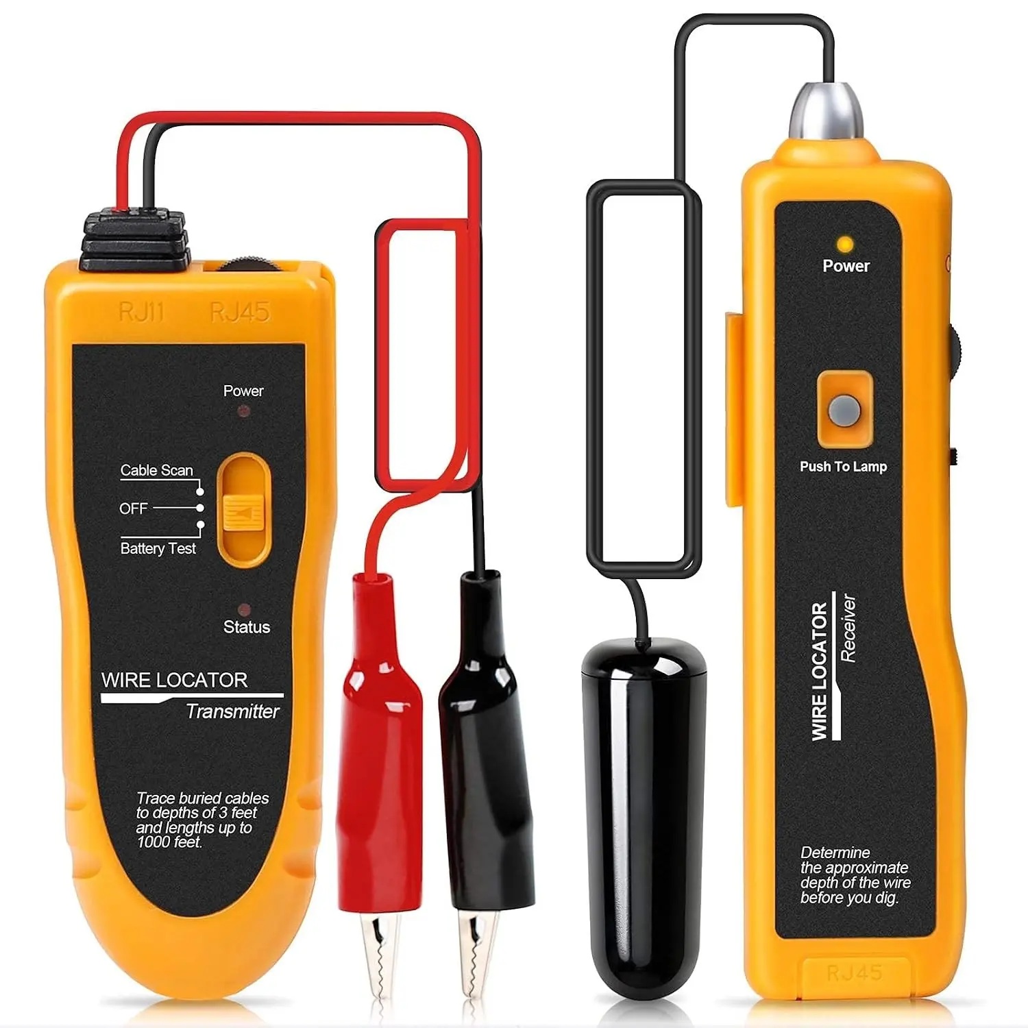 F02 Underground Cable Locator, Wire Tracer with Earphone, Cable Tester for Dog Fence Cables Irrigation Control Wires | 3 ft Depth, 1,000 ft Range, Earphone Included, 200 kHz Signal, for De-Energized or Under-24V Lines