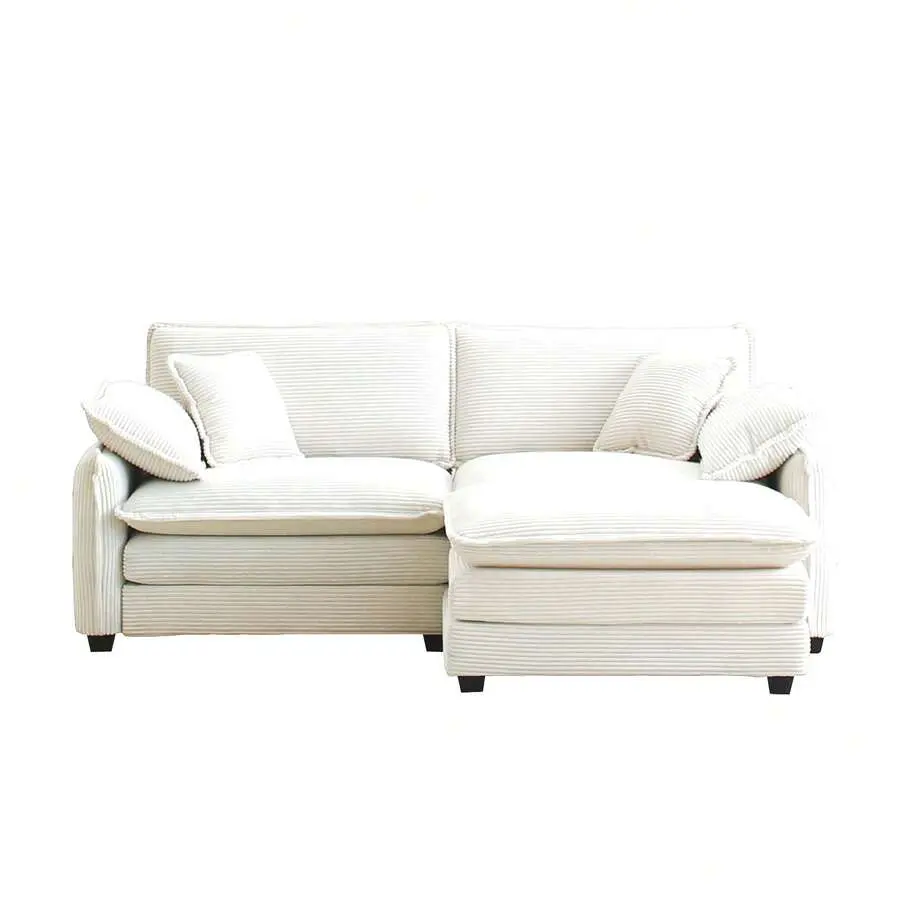 2-Seater Sofa With One Footrest, L-Shaped Sofa With Ottoman Small Living Spaces