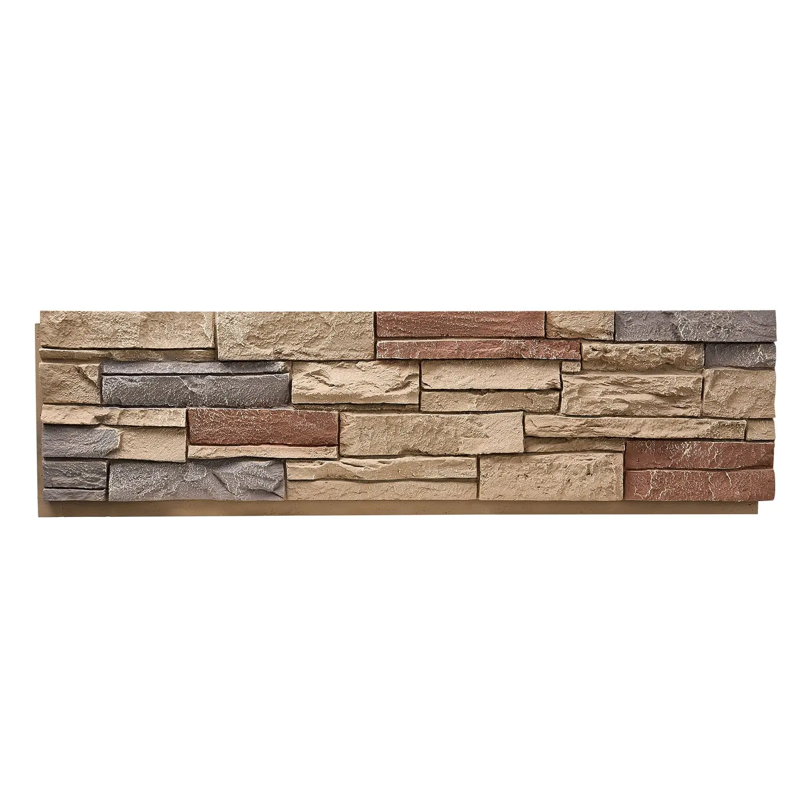 Cuttable Brick Red Faux Stacked PU Stone Panel, 45.6x12.8in High-Density PU Siding, Easy Cutting Wall Decor for DIY Users, Interior-Exterior Application