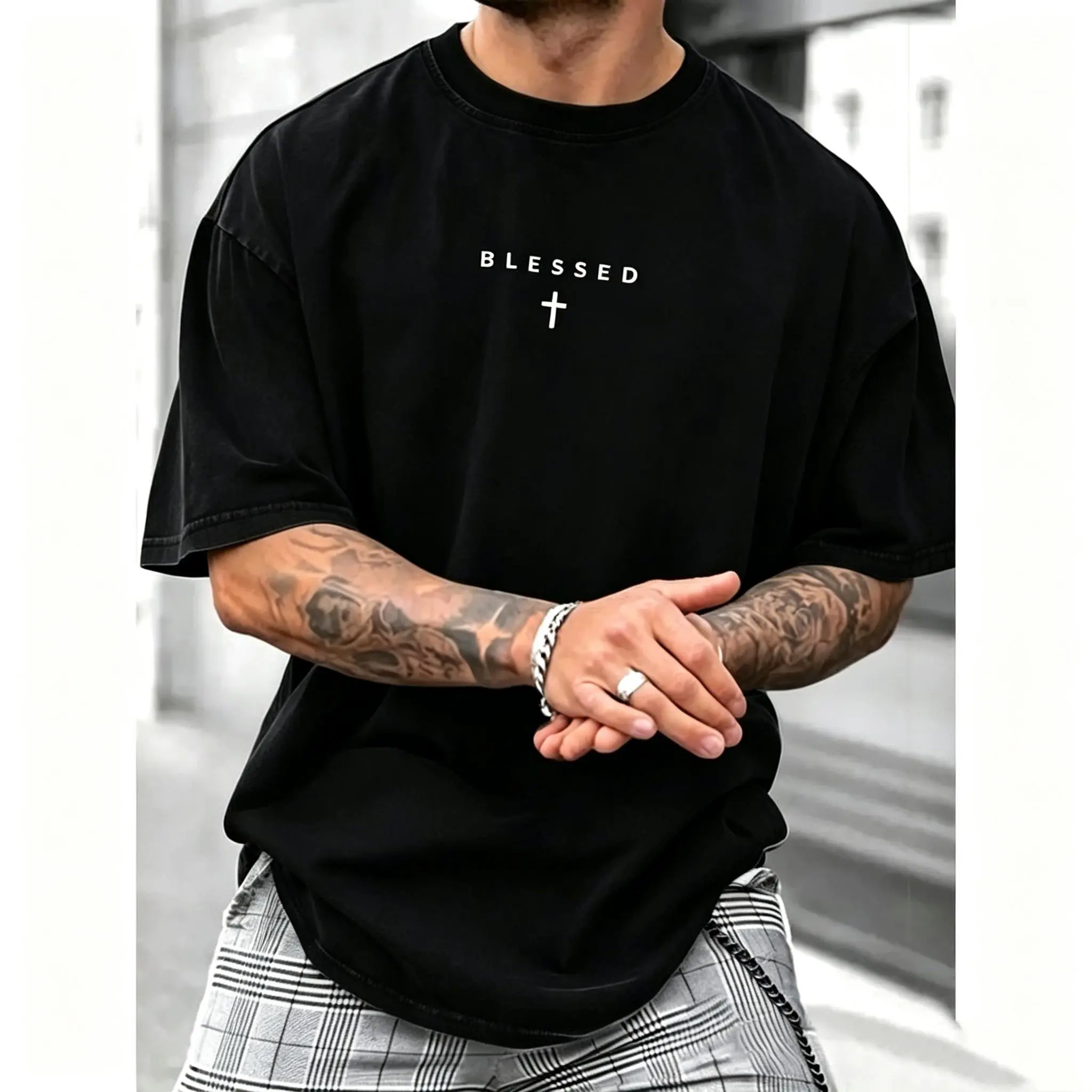 Men's Cross & Letter Print Breathable Sports T-Shirt - Round Neck Short Sleeve Christian Clothing for Summer Casual Street Daily Wear, Men's Apparel, Breathable Sports Shirt, Graphic Tee