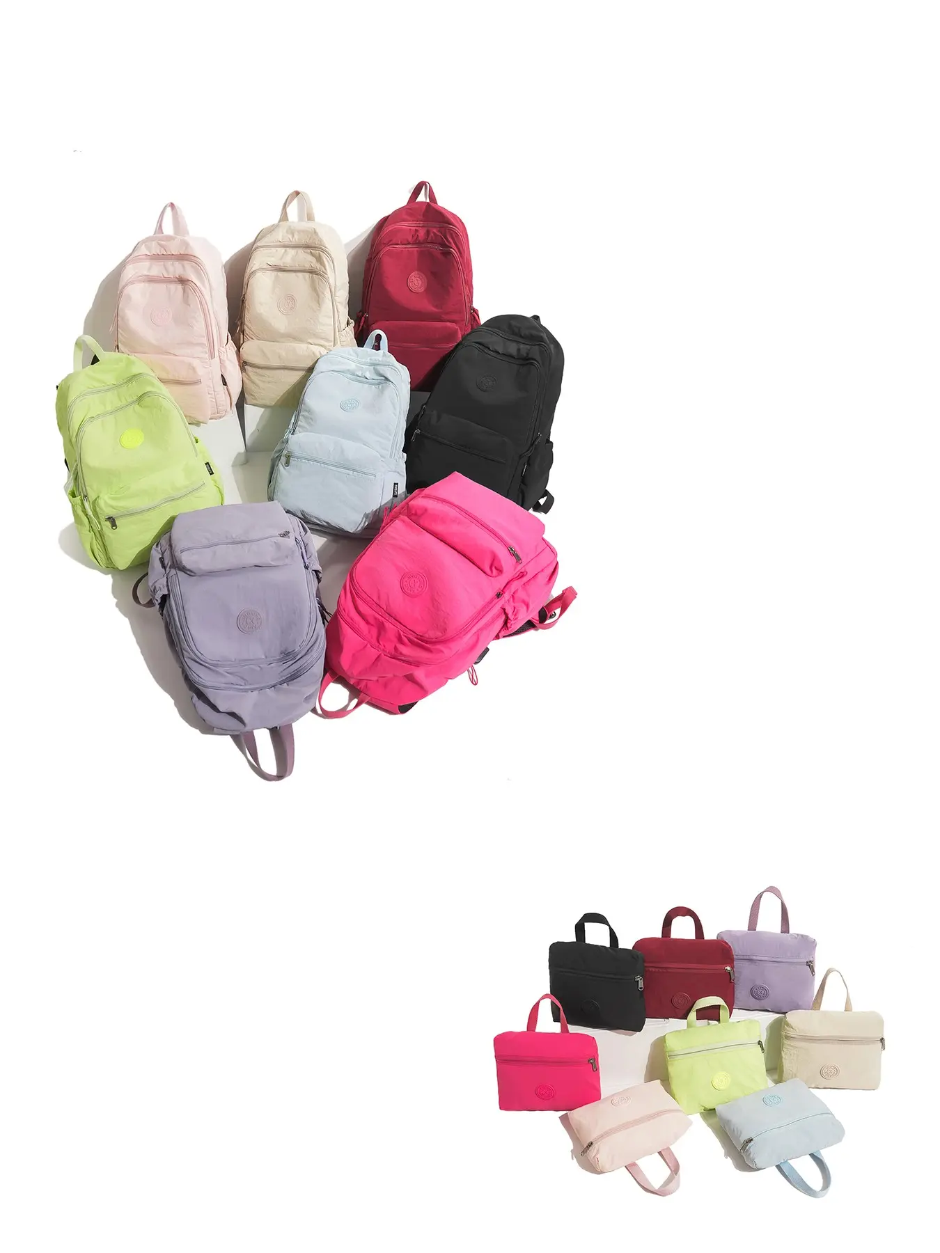 Macaron Multi-Color Lightweight Waterproof Backpack Set, Large Capacity Multilayer Student Bag, Foldable Handbag for Commute Travel Daily Use, Waterproof Travel Backpacks