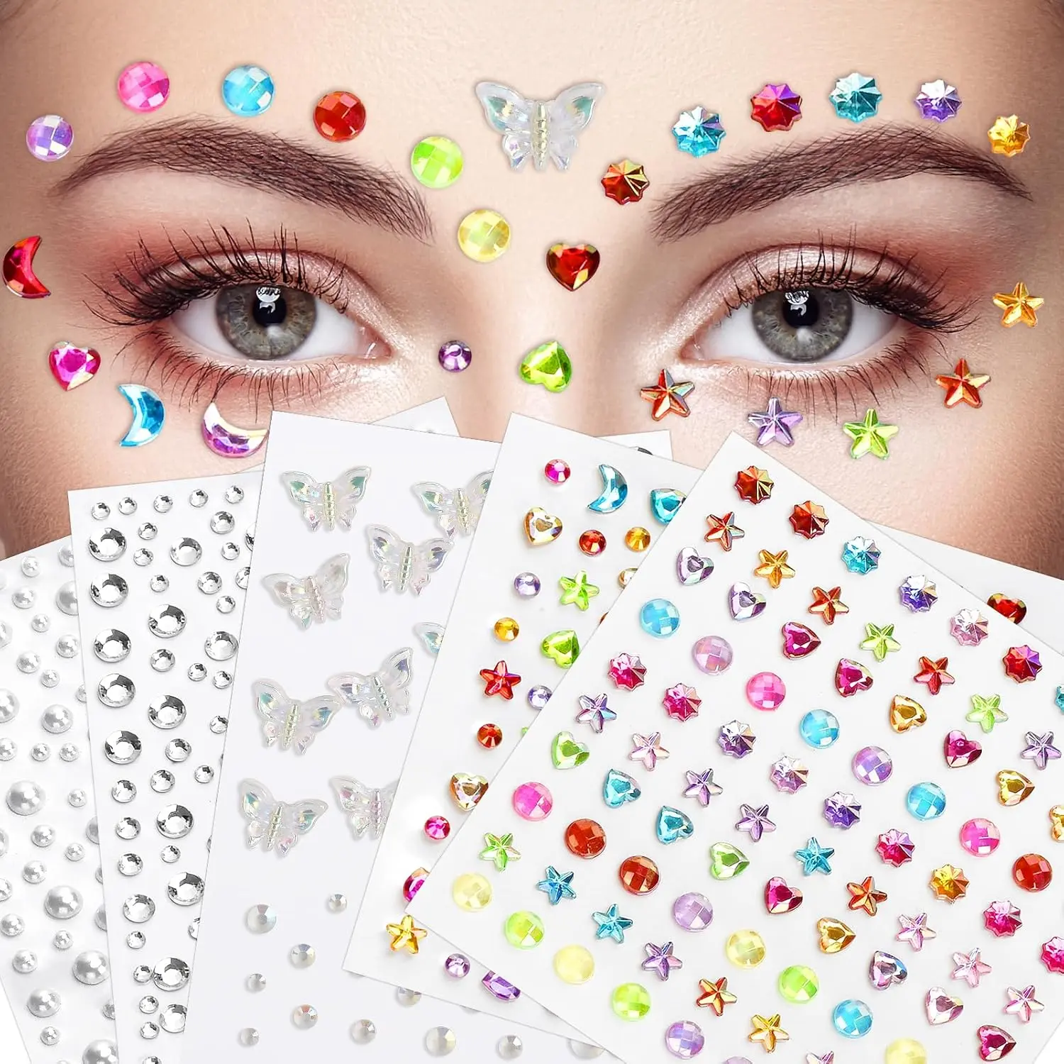895 count Easter  Stickers Rhinestones  for Crafts, Festival Jewels  Accessories for Women, Glitter Small Stickers for  Eye Hair   Makeup
