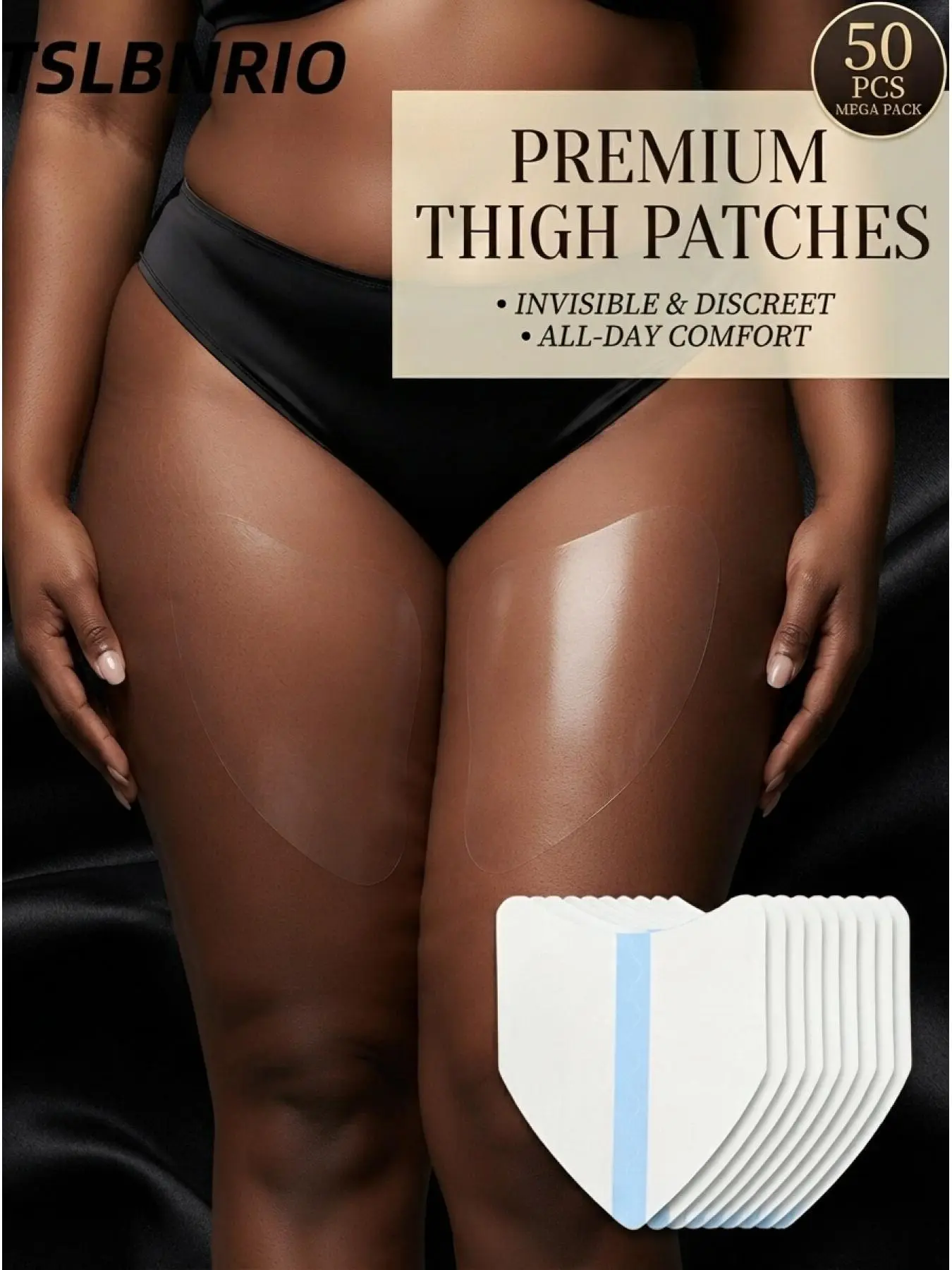 50pcs Mega Pack Women Invisible Premium Anti Rub Thigh Anti Chafing Sticker, Soft Comfortable Thigh Pad Closely Fit Inner Thigh, No Bulk Hidden Under Garments, Versatile Leg Protection Patches Perfect for Outdoor Travel, City Stroll, Casual Daily Outings