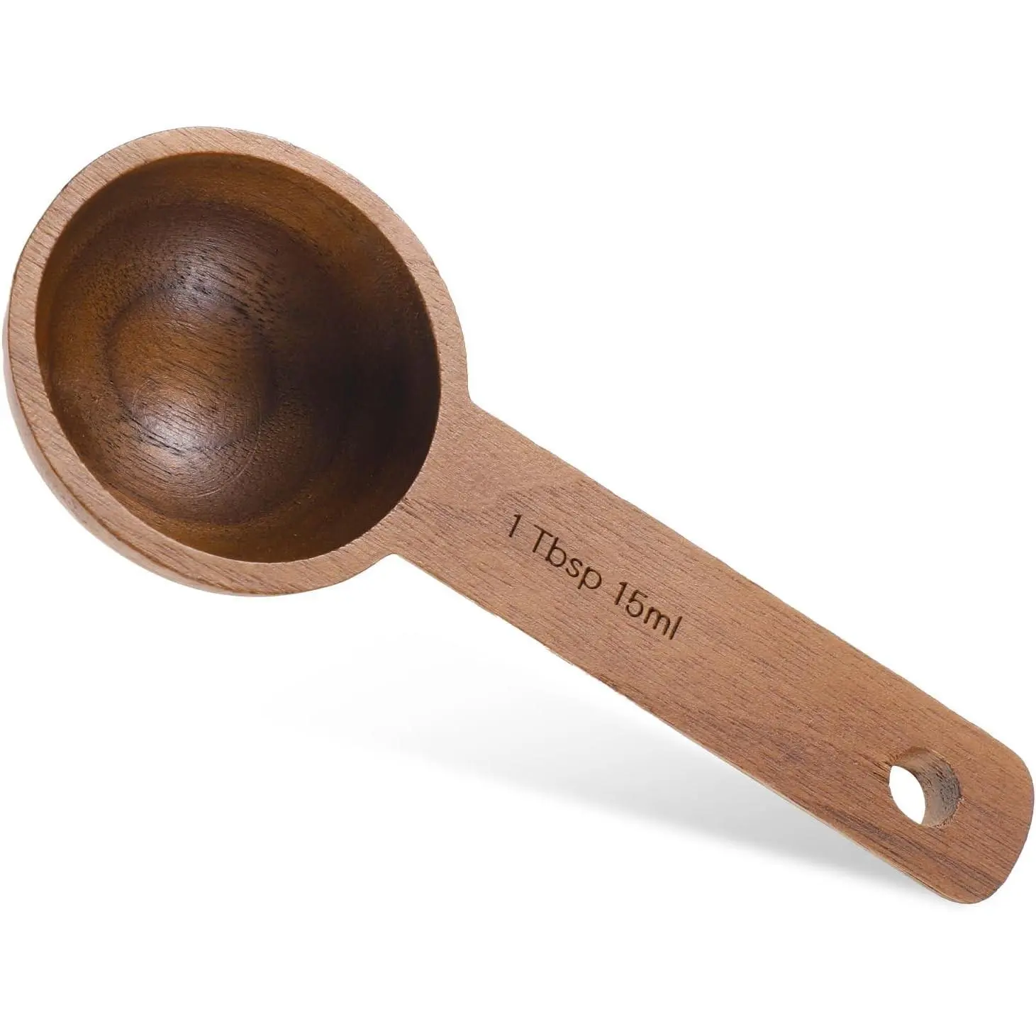 Handmade Walnut Wooden Coffee Scoop - 15ml 1-Tablespoon Kitchen Tool for Ground Coffee, Beans, Tea, Spices, Jars & Containers