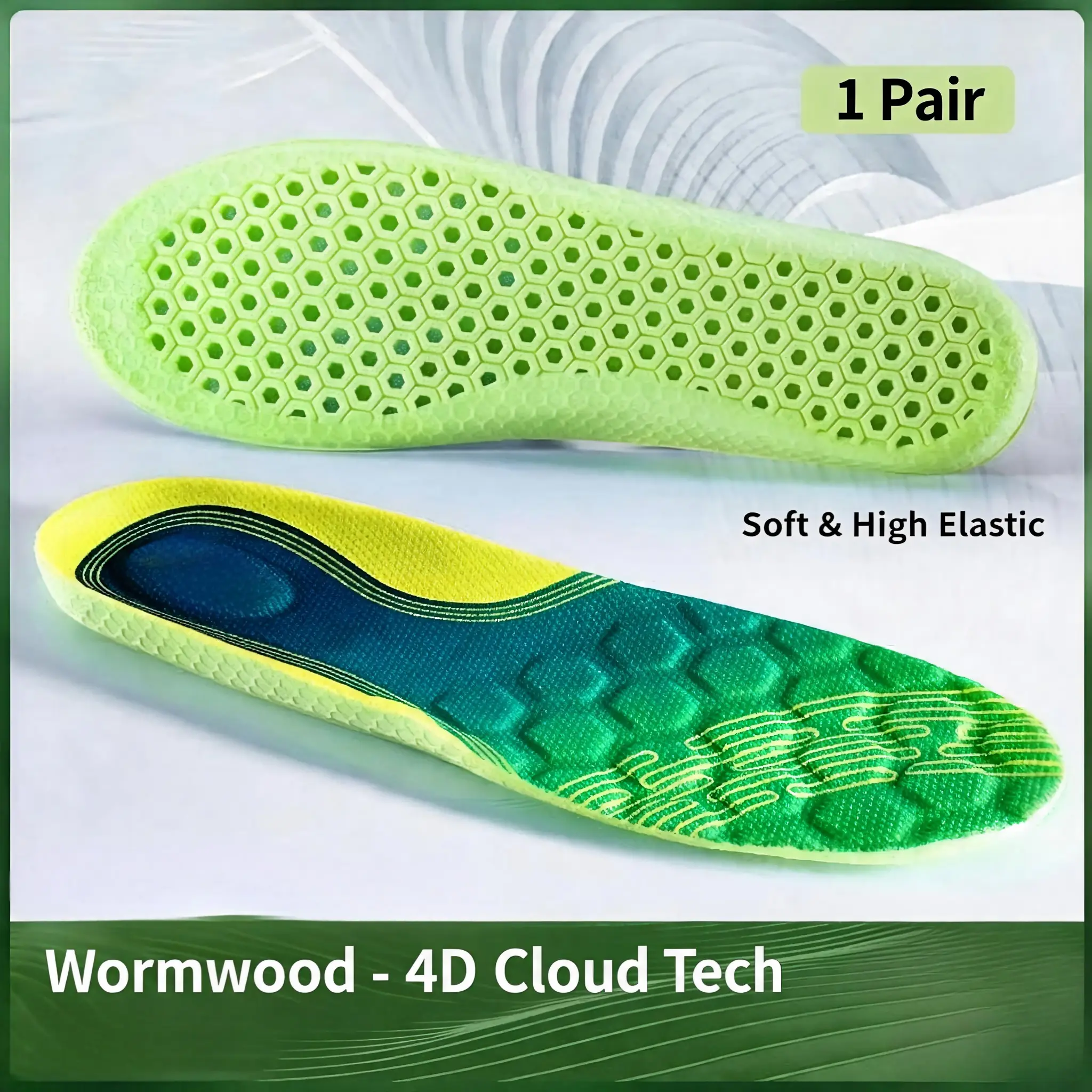 Unisex Gradient Spiral Honeycomb Shoe Insoles, High Elastic Arch Support, Breathable Sweat Wicking, Anti-Fatigue for All Seasons