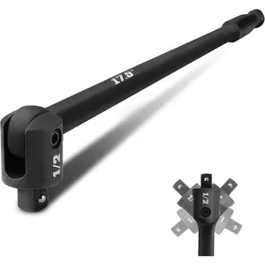 Breaker Bar, 1/2'' Drive 24-Inch Breaker Bars Heavy Duty, with 240° Flex Head, Spring-loaded Detent Ball, CR-MO Head, Premium Black Phosphate Finish