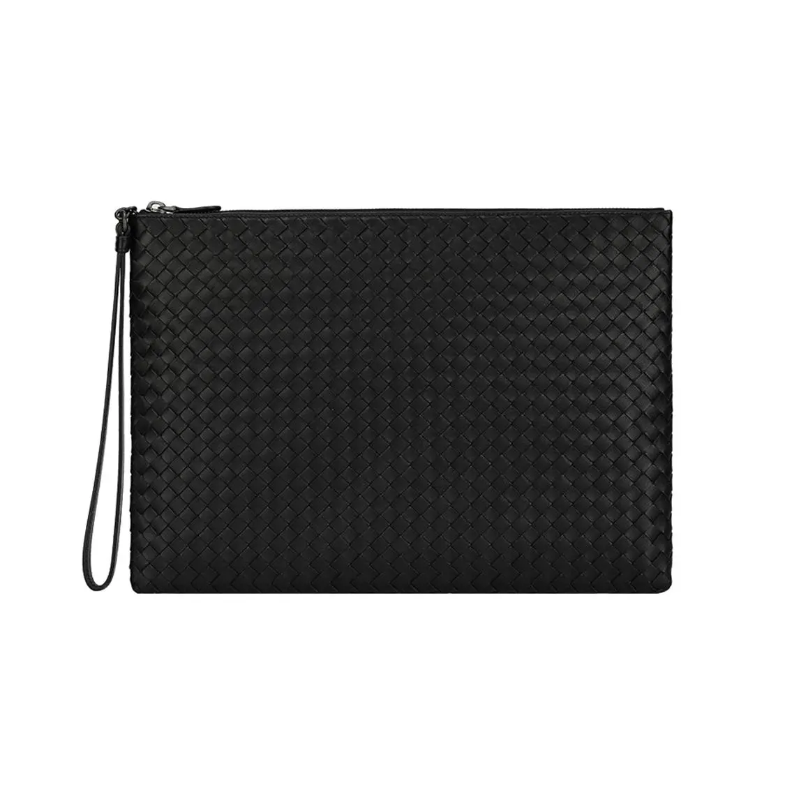 Bottega Veneta BV Neutral Woven Lambskin Clutch Bag for Men and Women, Black
