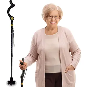 Adjustable Folding Walking Cane – Self-Standing Lightweight Mobility Cane – 10 Height Settings & 360° Non-Slip Tip – Portable Collapsible Hand Stick for Men, Women & Seniors – Daily Walking Support