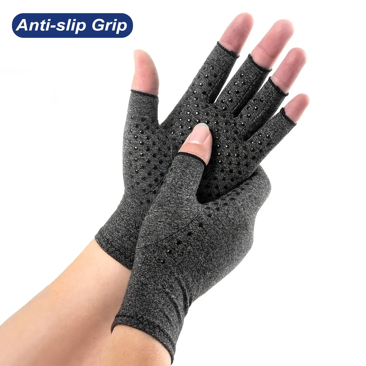 1 Pair Half-finger Arthritis Compression Gloves For Hand Care, Daily Work, Computer Typing, Hand Thumb Fingerless Sports Gloves For Women & Men, Anti-Slip Design