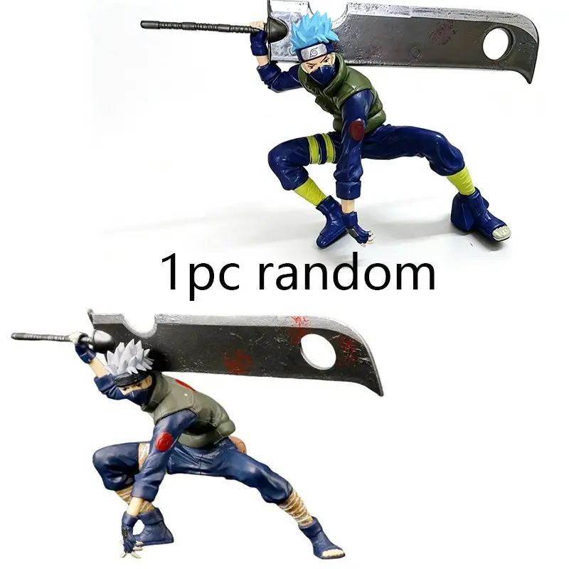 5.91 Inch Naruto Kakashi Statue, Anime Character Statue, Crouching Battle Pose Collectible Figure, Desktop Display Gift, Large Sword Fighter Sculpture, Collectible Figurines