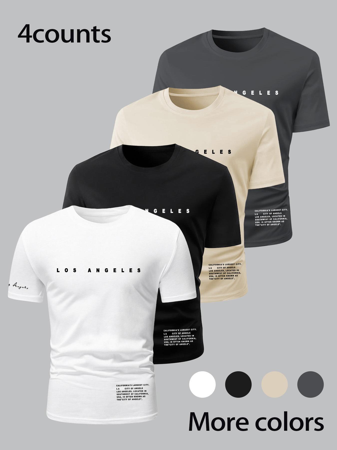 Men's Letter Print Round Neck Tee, Regular Fit Casual Short Sleeve T-shirt, Men's Summer Top for Daily Wear