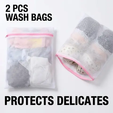 2pcs Underwear Washing Bags Laundry Net, Foldable Bra Protector Mesh Bag, Durable Clothes Wash Pouches for Delicate Items, Organizing Laundry Organizer, Laundry Accessories
