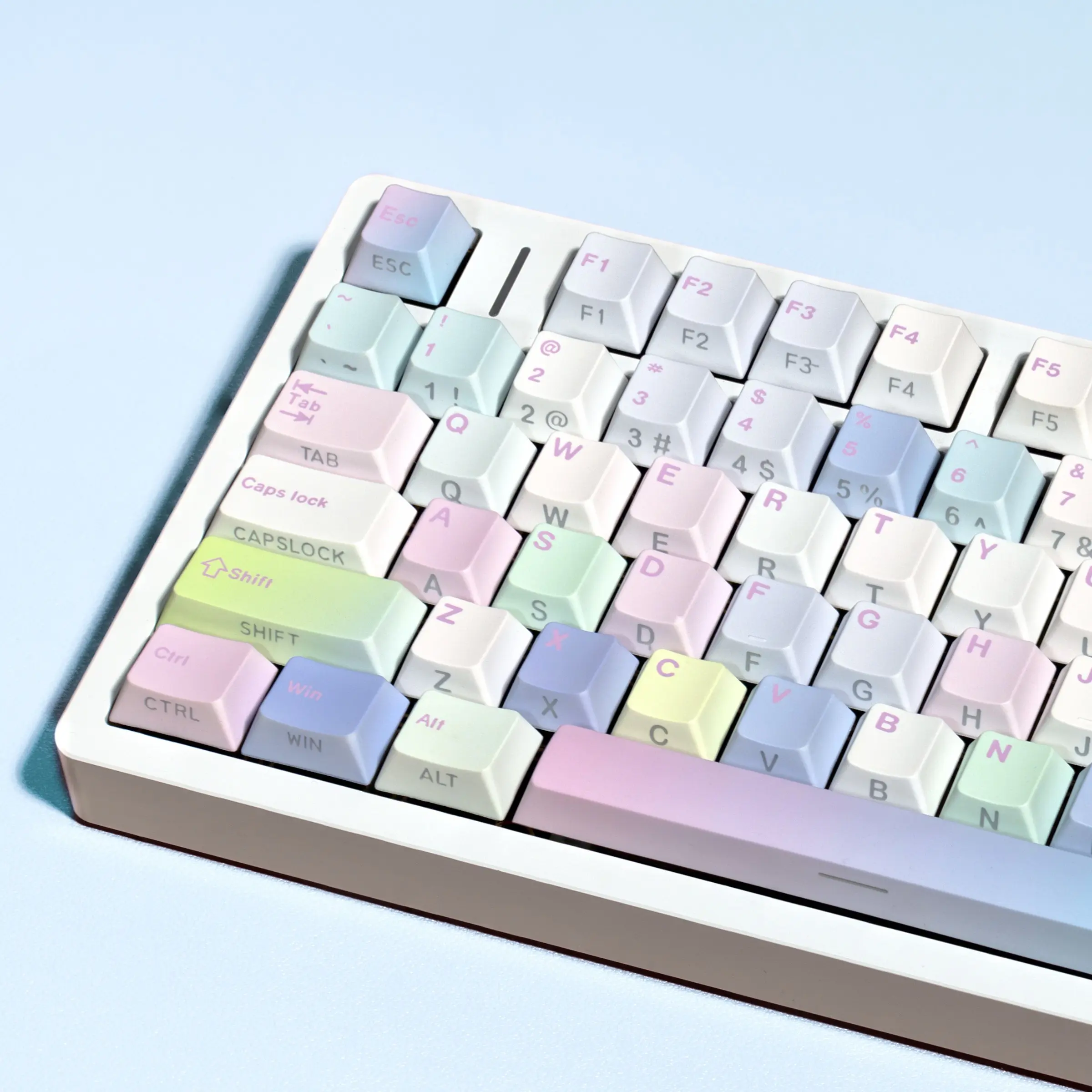 Pbt Keycaps 131 Keys Original Height Bubble 5-Sided Heat Transfer Dual Color Injection Side-lighted South-facing  ForMechanical Keyboard, Gift for Girls Bright color palette with a fresh tone