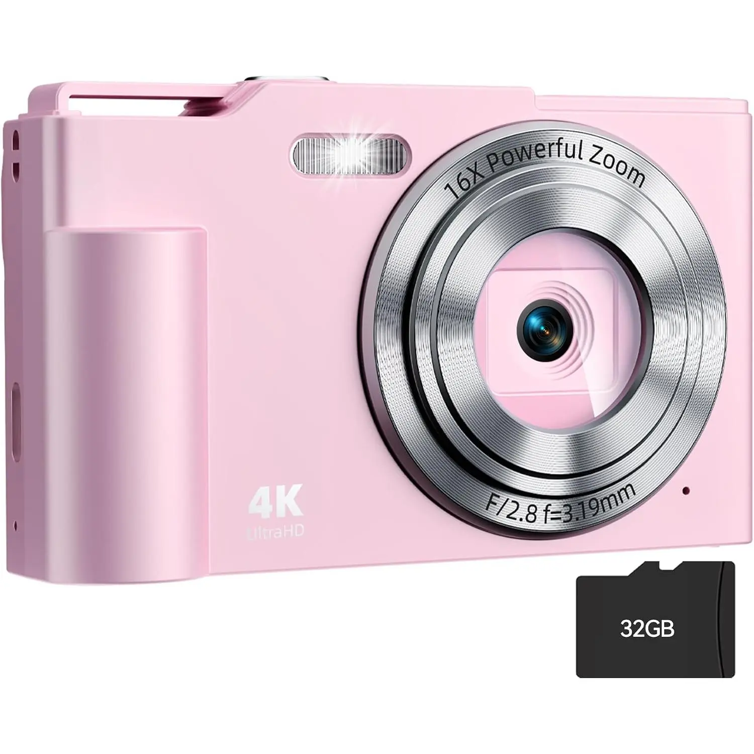 Digital Camera, FHD 4K Digital Point and Shoot Camera with 16X Zoom Anti Shake, 48MP Compact Small Camera with 32GB Card for Boys Girls