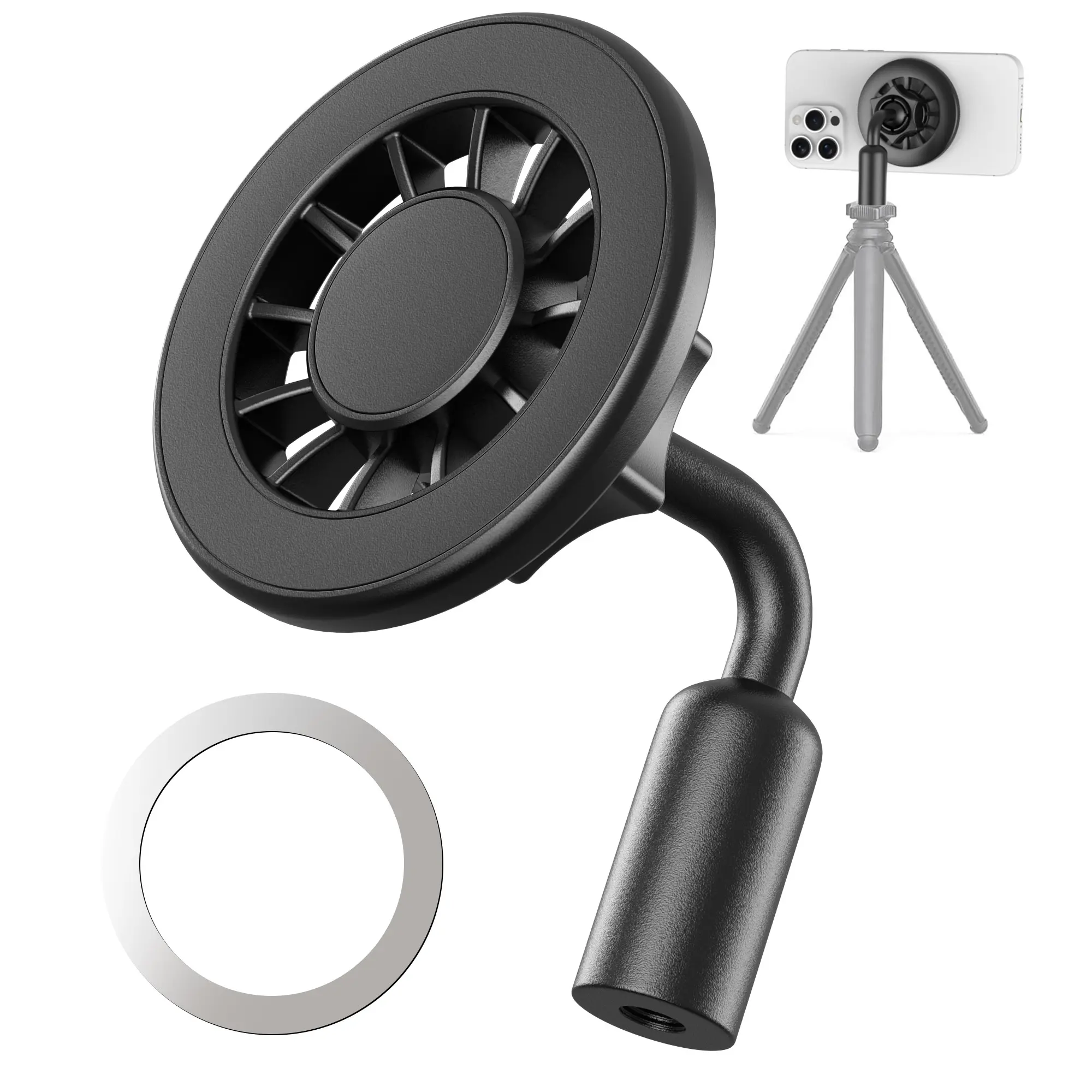 Magnet Tripod Stand Adapter for iPhone 16/15/14/13/12 Series, Mobile Phone Accessory, 1/4" Screw Hole, Compatible with Tripod Camera Selfie Stick Ring Light
