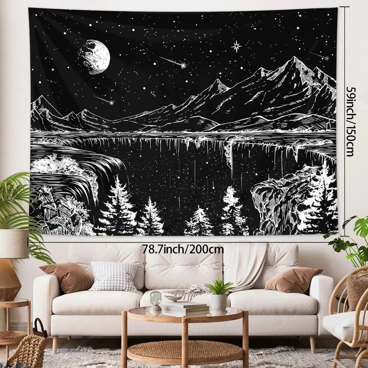 Abstract Starry Night Mountain Landscape Pattern Tapestry for Mean Girls Decorations, 1 Count Wall Hanging Tapestry Art for Home Living Room Bedroom Decor, Tapestry Wall Mural