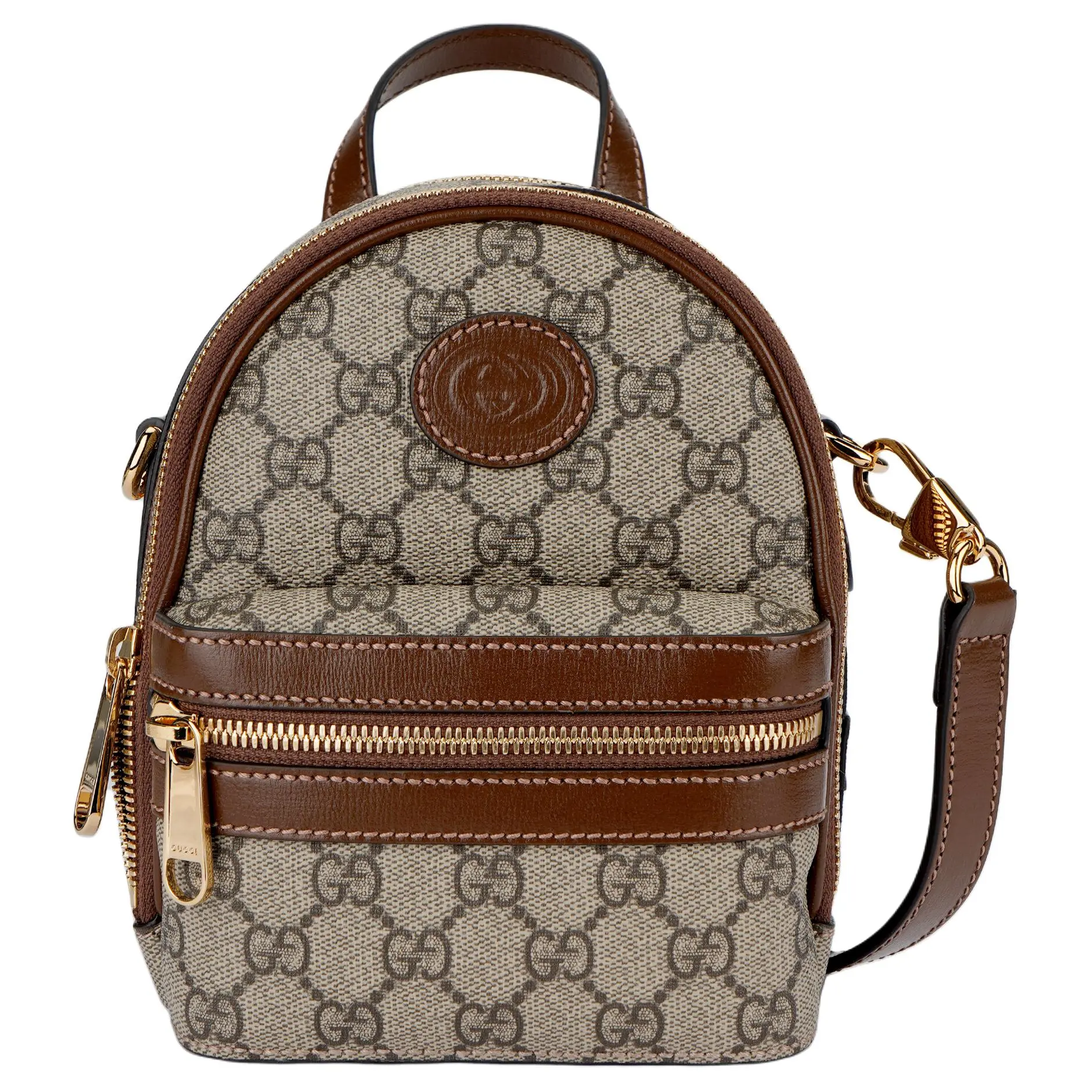 Gucci GG Monogram Canvas and Leather Backpack for Men in Beige and Brown