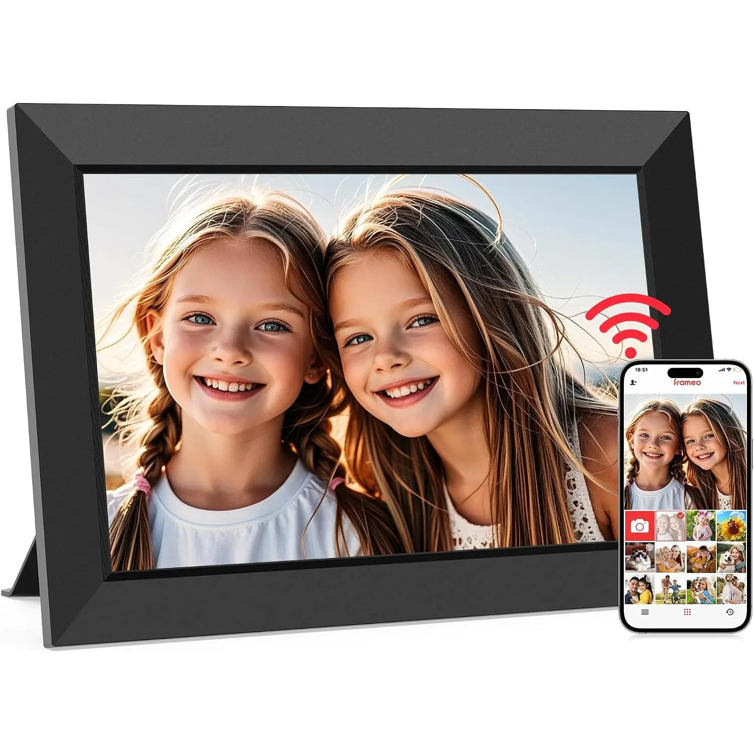 Frameo 10.1 Inch WiFi Digital Picture Frame,  Cloud  Photo Frame with  IPS  Screen Slideshow 32GB Memory Auto-Rotate Wall Mount, Share Photos/Videos from Phone - Gifts for Mom