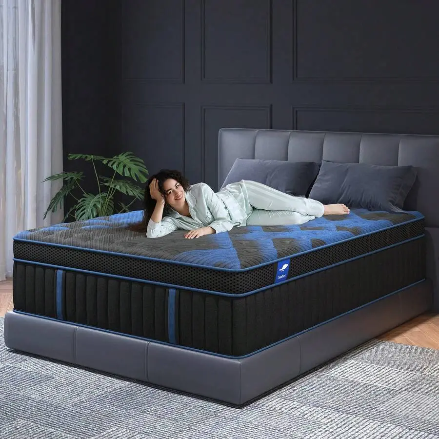 Luxury 14-in Multi-Size Mattress in a Box - Pocket Spring Gel Memory Foam, Medium Firm, Motion Isol., Edge Support (Twin, Full, Queen, King Sizes), Queen Size Mattress, Mattress Queen Size
