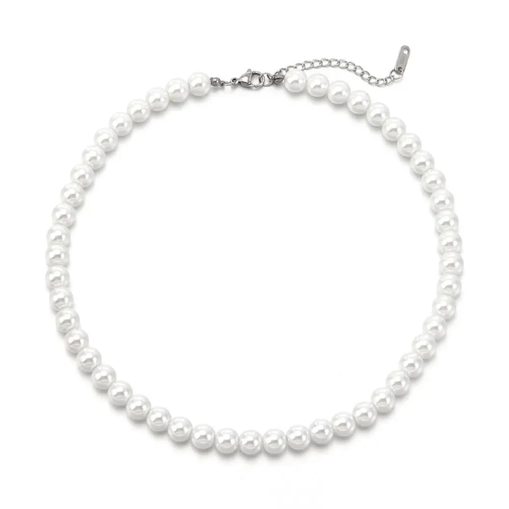Fashion Imitation Pearl Necklace Retro Jewelry Gift Chain White Beads Necklace