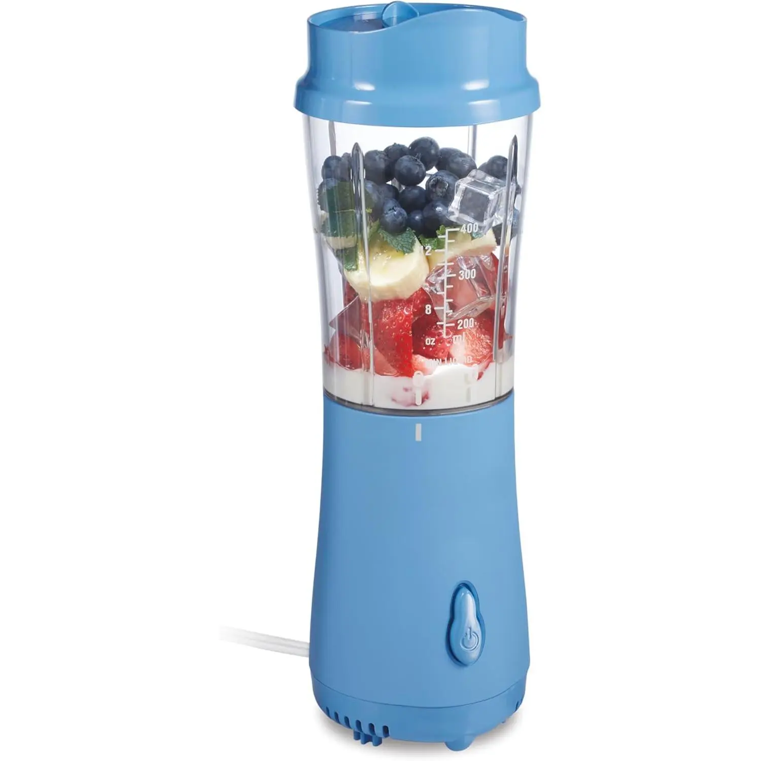 Compact Personal Portable Blender for Shake Making - 14oz BPA-Free Travel Cup with Lid, Durable Stainless Steel Blades, Tranquil Blue for On-The-Go Users, Travel Users