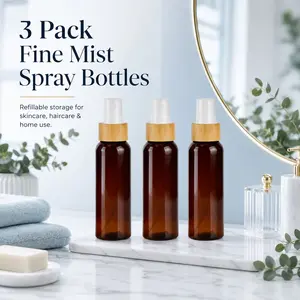 3 Pack 100ml Amber Spray Bottles, Refillable PET Fine Mist Sprayers for Skincare, Hair Mist, Plant Spray & Home Use