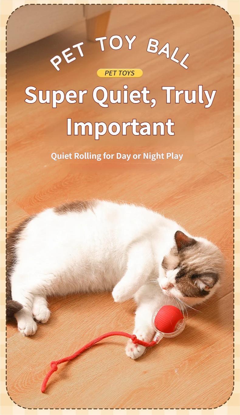 Interactive Cat Toy Ball, Automatic Rolling Pet Toy with Tail, Smart Obstacle Avoidance Cat Toy, Rechargeable Kitten & Small Dog Toy, Keeps Cats Busy, Indoor Self Play, Bite Resistant Silicone, Quiet and Easy to Clean