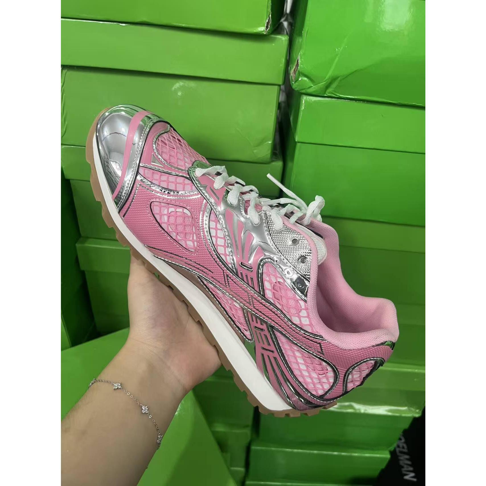 Metallic Red & Purple Retro Sneakers, Breathable Mesh Reflective Running Shoes, Trendy Chunky Casual Footwear