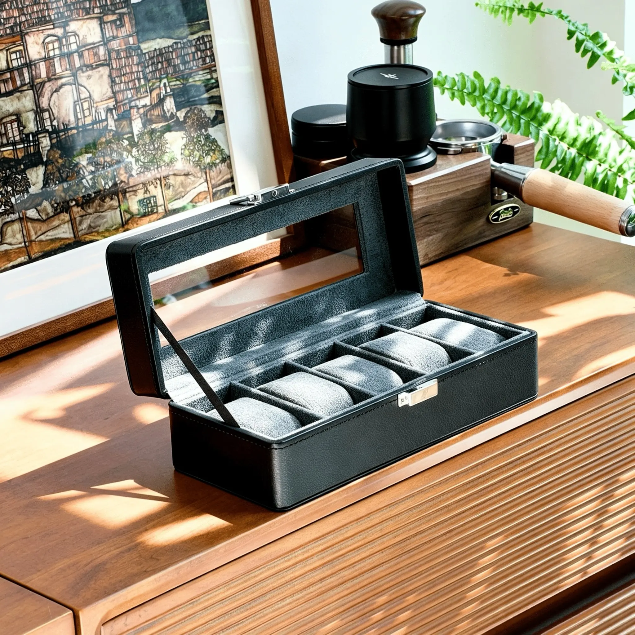 Litchi Texture Watch Storage Box, Wristwatch Storage, Large Capacity Watch Display Case, Ideal Gift for Gentlemen, Combines Storage and Decorative Appeal, Watch Organizer