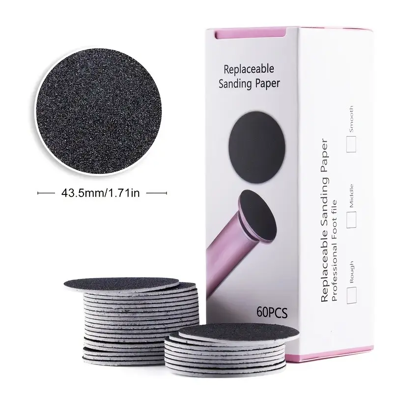 Three-Piece Electric Foot File Set, 80/120/180 Grit, Dead Skin Remover, 60 Replacement Sanding Discs, High-End Pedicure Tools