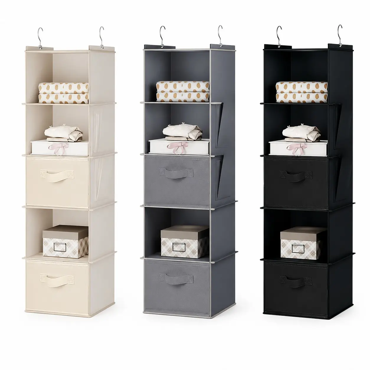 3pcs Drawer Hanging Bag Set, Foldable Hangable Closet Organizer for Home, Dormitory Storage Solution, Space-Saving Clothing Organizer