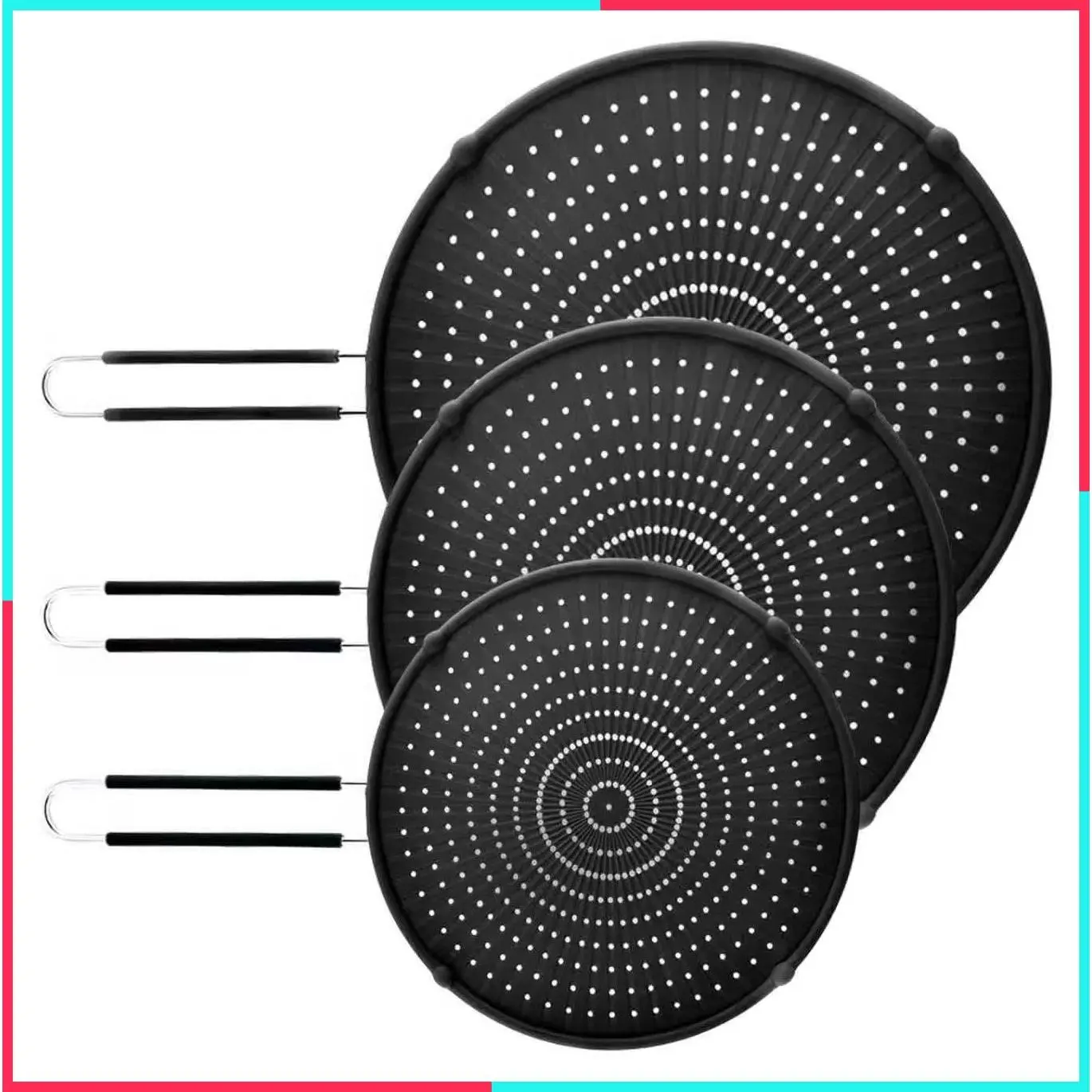 Silicone Splatter Screen for Frying Pan, Grease Splatter Guard, Heat-Resistant Splatter Guards for Cooking, Dishwasher Safe (9.8", 11.4", 13")