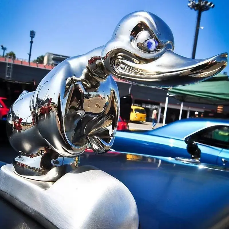 Silver Color Duck Decorative Ornament, Angry Duck Head Design, Car Interior Decoration, Unique Home Décor Item, Bold Animal Theme Accessory