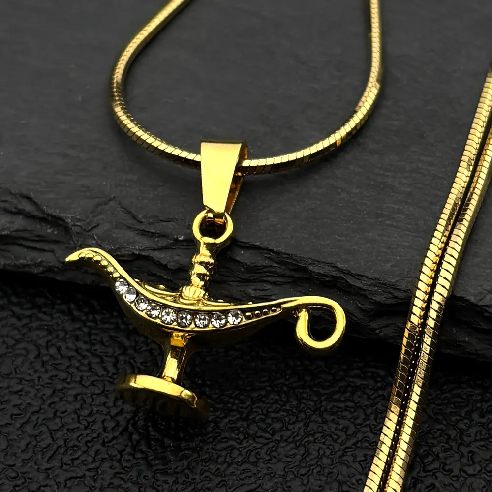 Wishing Aladdin Pendant Stainless Steel Titanium Steel Accessory Necklace for Boys and Girls Fresh and Sweet