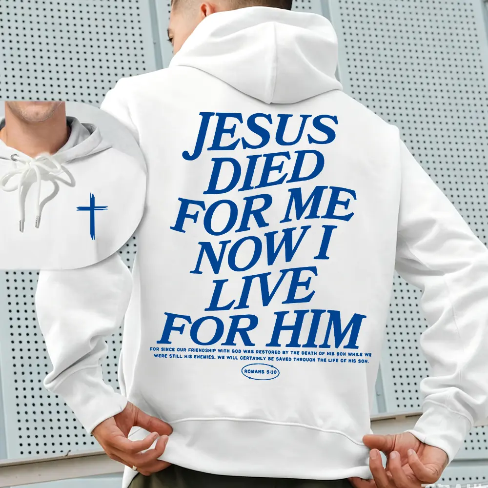 Vintage Washed Hoodie Oversized Jesus Died For Me Graphic Sweatshirt Christian Cross Streetwear Pullover Unisex