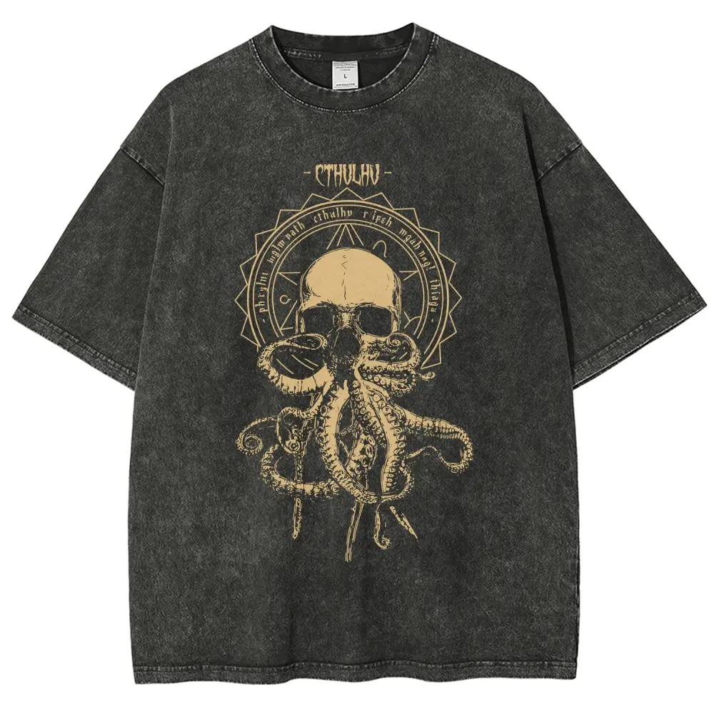 Unisex Graphict Washed T-Shirt Personalized Pattern Y2k Clothing Round Neck Washed T-Shirt,Women's Clothing 100% Cotton, Menswear, Top, Vintage Style,Summer Casual Oversized
