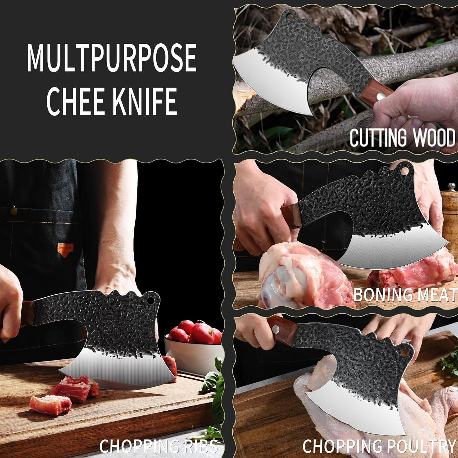 Kitchen Bone Cutting Knife, Forging Thickened Blade, Ideal for Cooking, Kitchen & Camping BBQ Use, Diverse Festival Occasions, Stainless Steel Knives