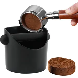 Small Coffee Knock Box, Small Knock Box Espresso, with Removable K nock Bar and Non-Slip Base Espresso Accessories for Home/Office(Black,Size:4.33inch)