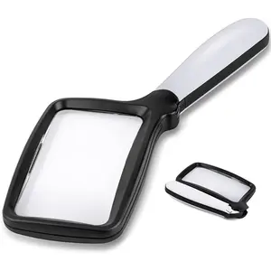 5X Folding Handheld Magnifying Glass with Light, Large Rectangle Dimmable LED Reading Magnifier for Seniors with Macular Degeneration, Ideal for Reading Newspaper Books Small Print, Perfect Gift for Low Vision People