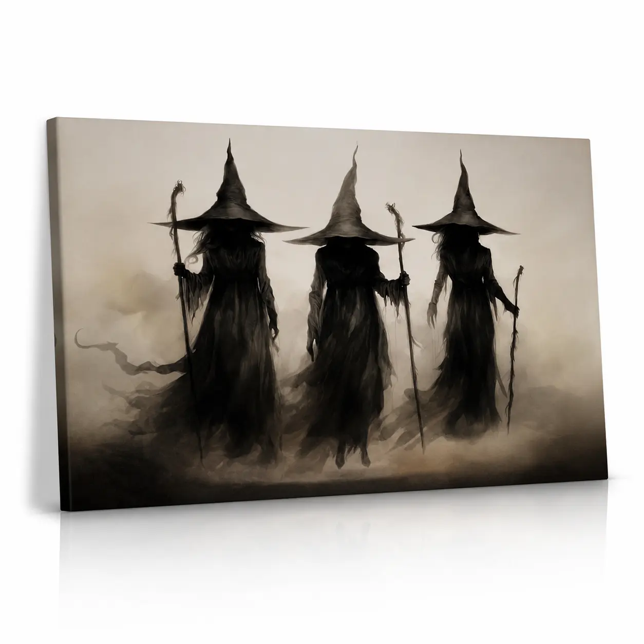 Vintage Gothic Witch Canvas Wall Art - Dark Fantasy Witchcore Occult painting Print, Halloween Moody Home Decor for Living Room Bedroom, Gift Idea