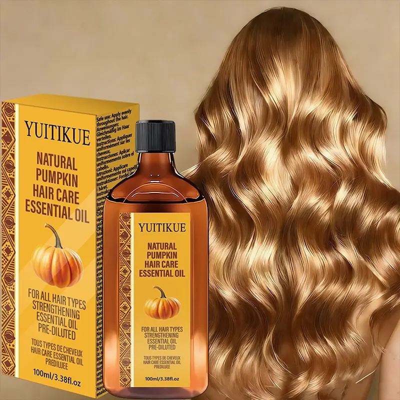 Yuitikue Pumpkin Hair Oil, Nourishing Smooth Dry Frizzy Hair, Shiny Hair Essence Oil, 100ML, Moisturizing & Repairing Formula