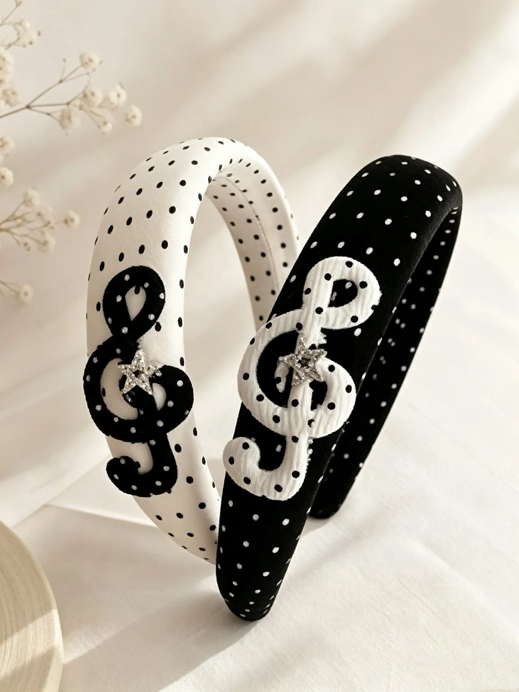 Dot Note Hairband, High Pitch Staff Star Rhinestone Band, Sweet Pure Desire Sponge Hairband, Ideal for Daily Wear and Parties