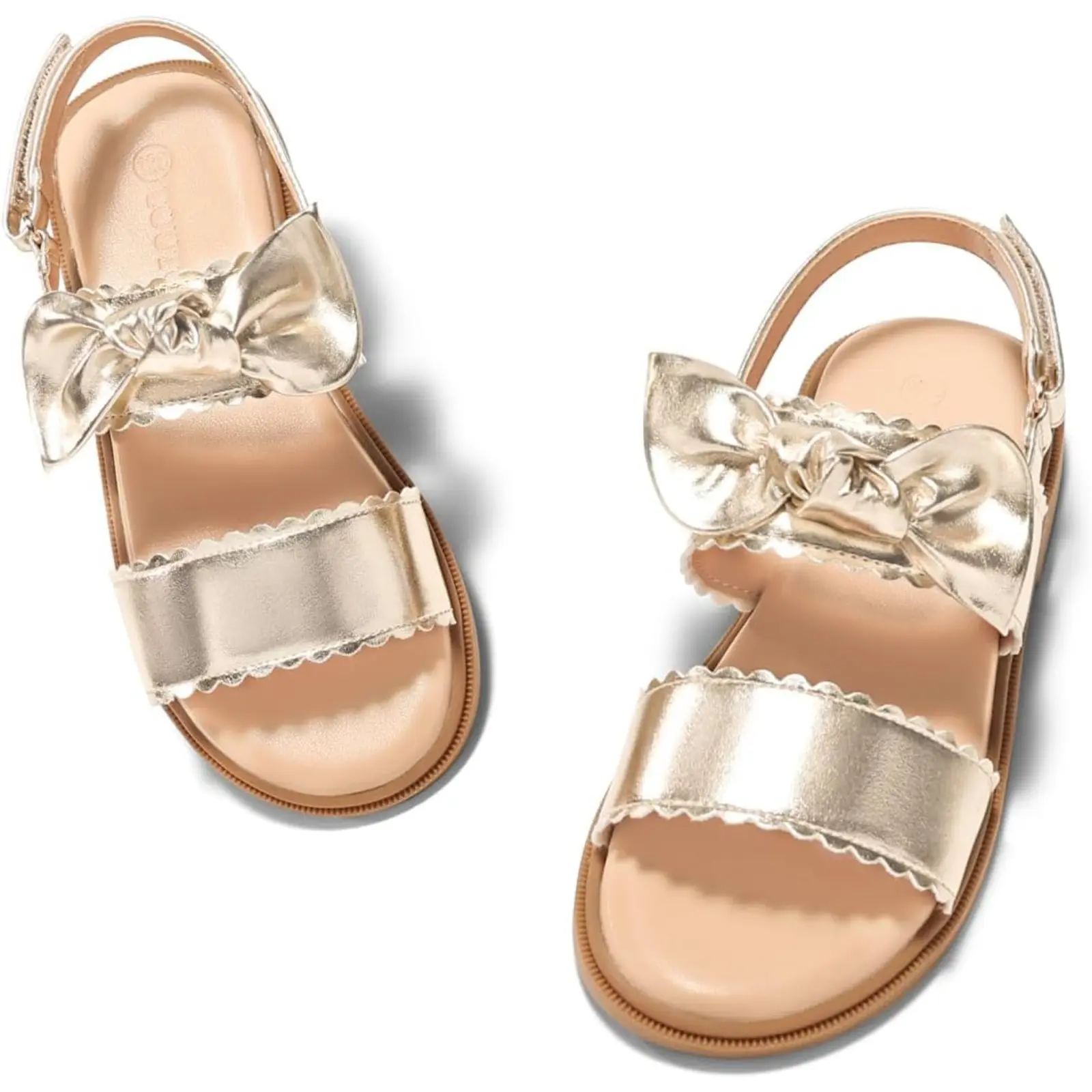 Coutgo Girls Sandals Dress Shoes Bow Open Toe Flats Flower Girl Shoes | Cute,Summer,For Little Kids,For Big Kids,Princess,Party,Wedding,Hook & Loop Velcro,Lightweight,Comfortable,Casual,School tiktokshopbacktoschool