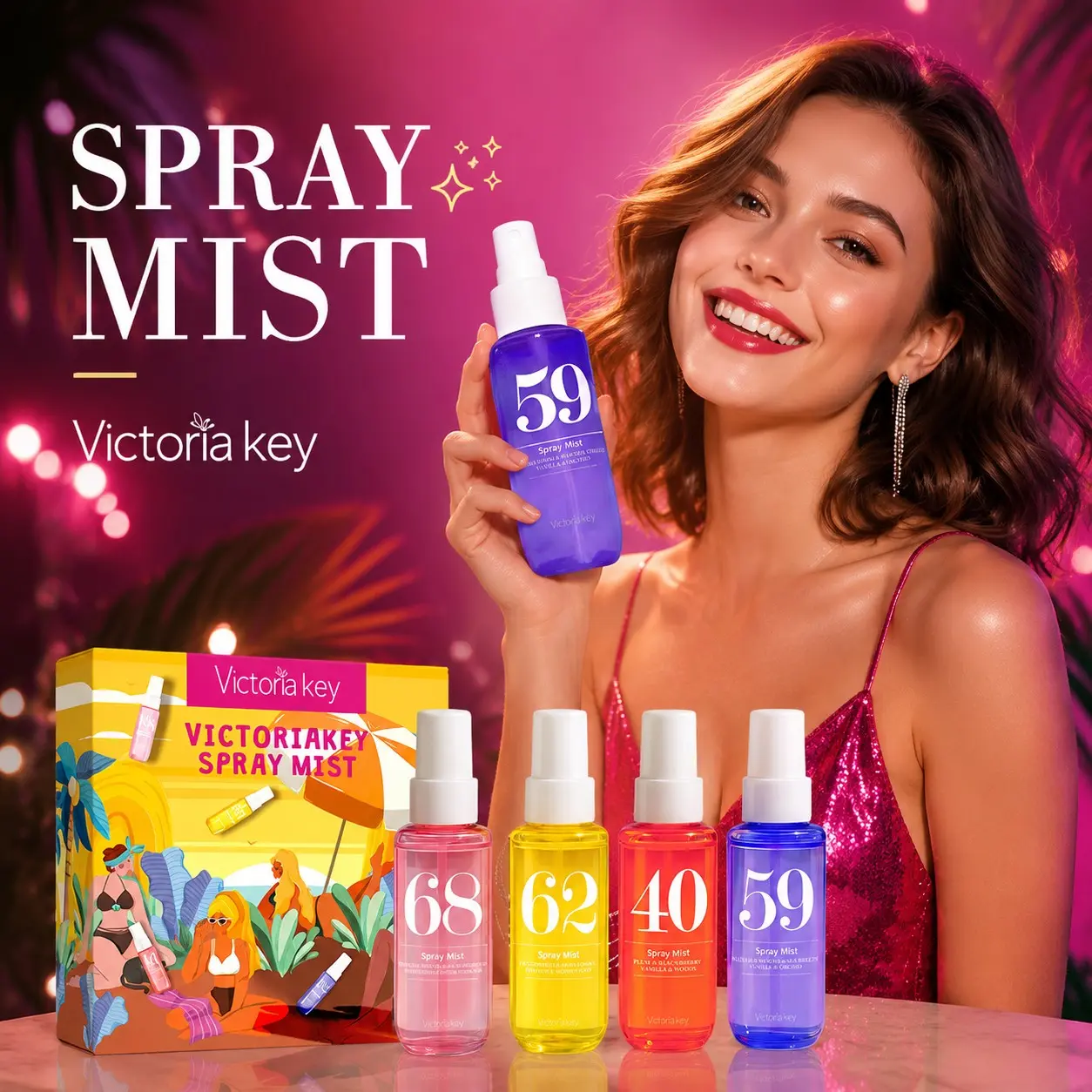 Summer Limited Edition Brazilian Fragrance Mist Set, Natural Fresh Scent, Alcohol-Free, Fruity Perfume Set for Travel, Home, Office, Holiday Gift
