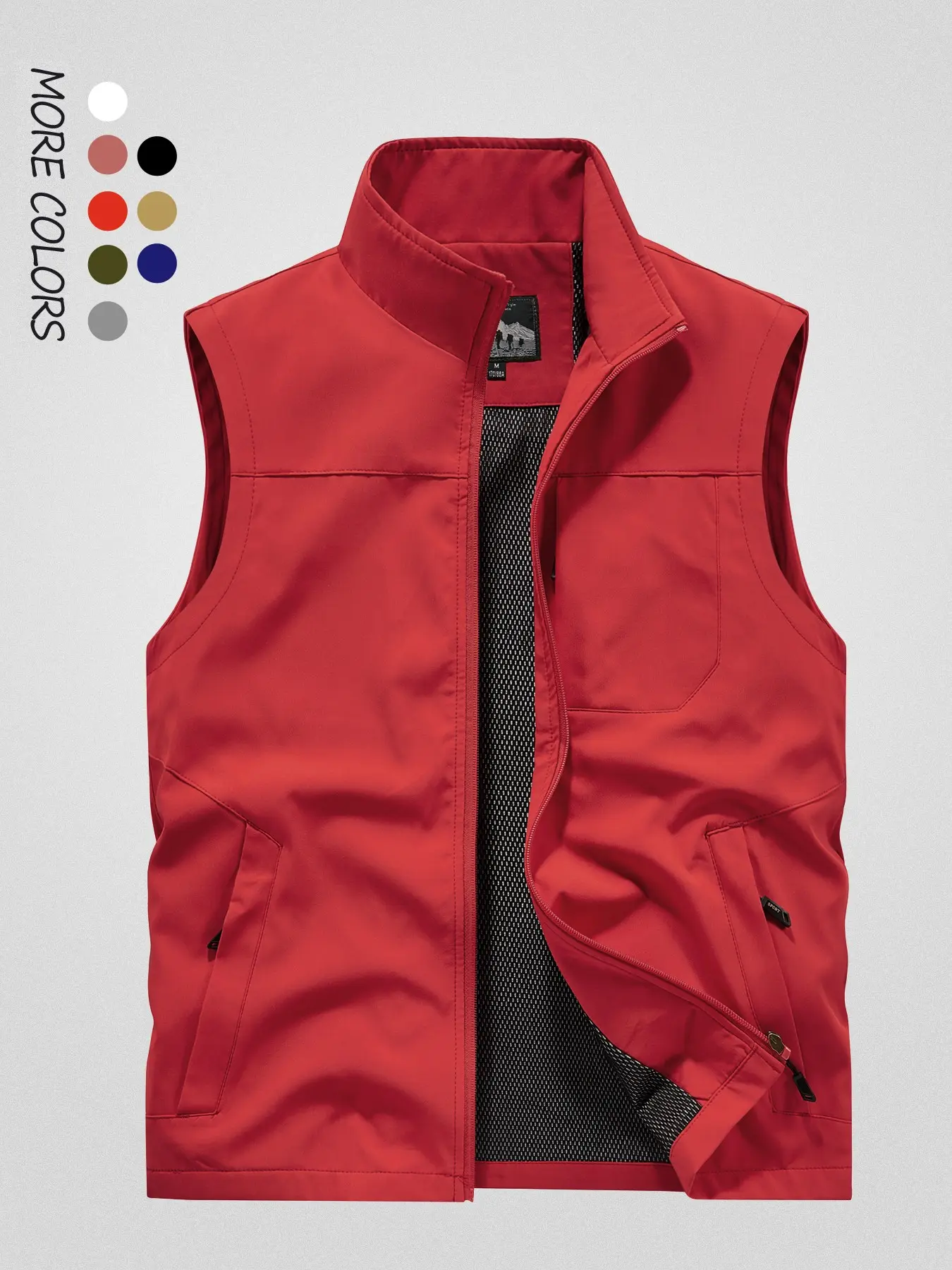 Men's Fishing Vest for Spring Summer, Outdoor Hiking Camping Tactical Vest, Multi-Functional Zip-Up Long Sleeve Casual Vest