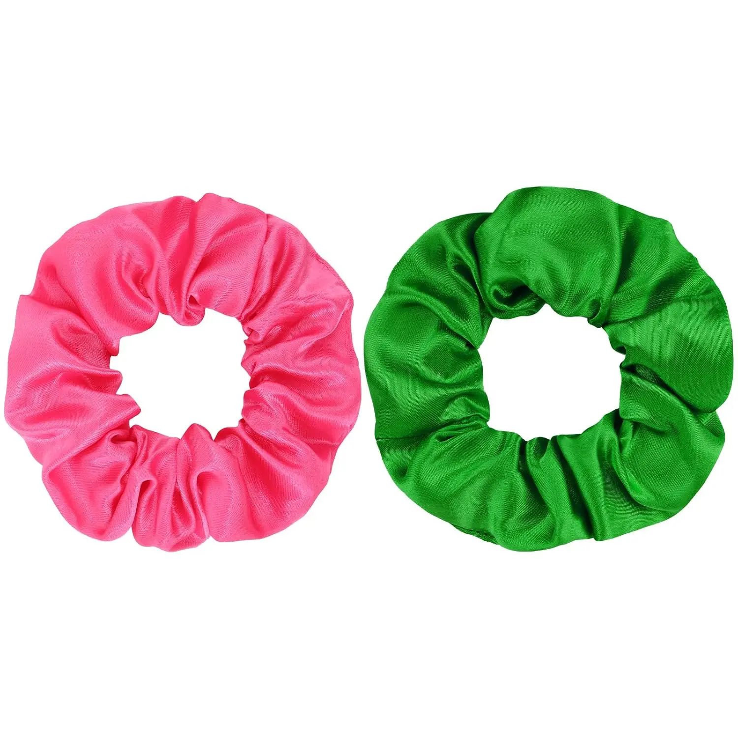 Satin Scrunchies 2 count Hair Ties Scrunchies for Women Girls Hair Accessories Elastic Hair Ponytail Holder (+green)