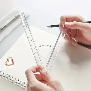 2-Pack Acrylic Transparent Folding Ruler, Easy-To-Read Scale, Plastic Drawing Ruler, Office & Student Tool, Perfect School Measurement Aid
