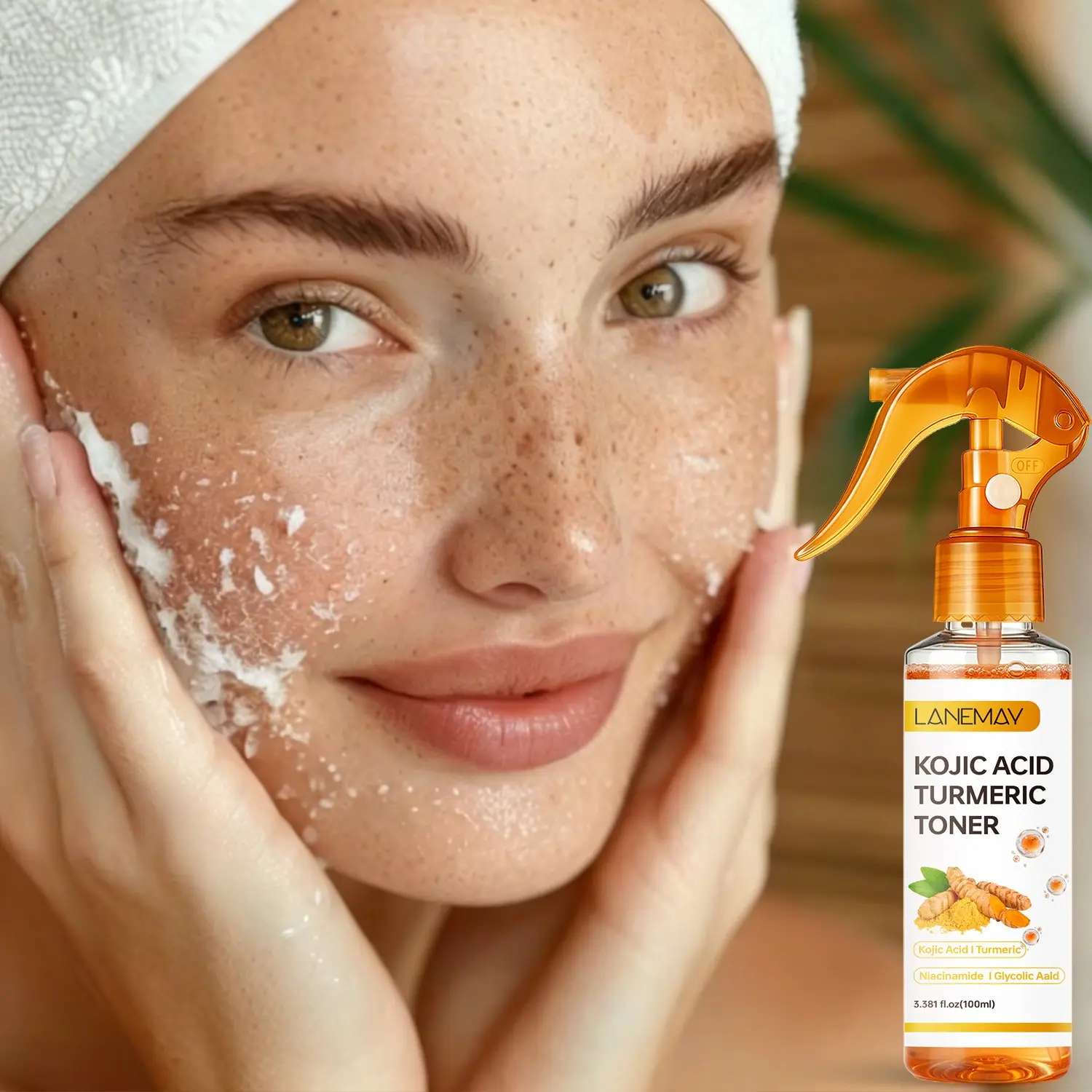 100ml Kojic Acid Turmeric Brightening Toner with Niacinamide, Glycolic Acid - Glycolic Treatment Tonic, Gentle Exfoliation, Moisturizing, Brightens Complexion, Smooth, Smoother & Firm, Firming - For Dull & Rough Skin, Daily Renewing Care