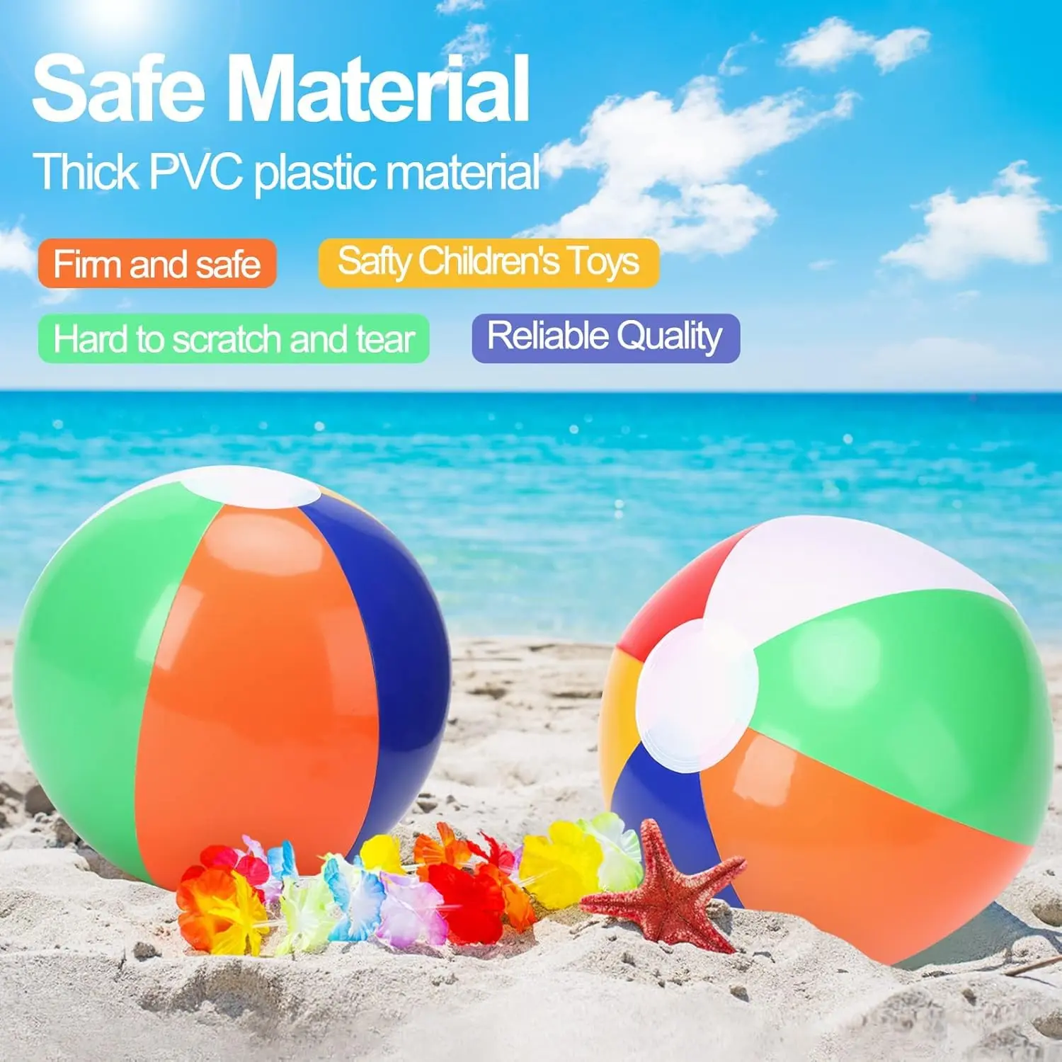 Garvee Rainbow Inflatable Beach Balls Bulk 24 Pack – 10 Inch Pool Toys for Kids – Summer Water Games – Colorful Party Benefits & Exotic Theme Decorations